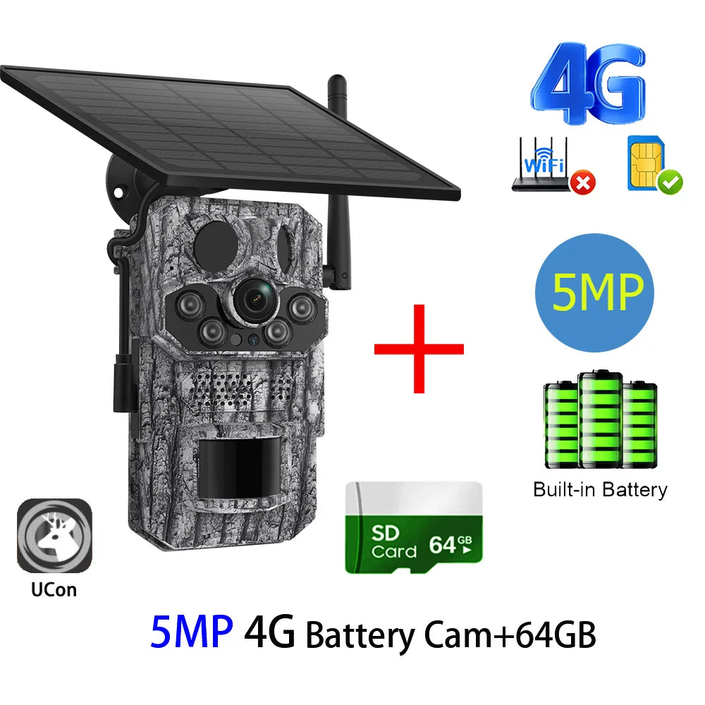 INQMEGA 5MP 4G 2K Trail Camera – PIR Motion Activated Night Vision Solar Hunting Cam