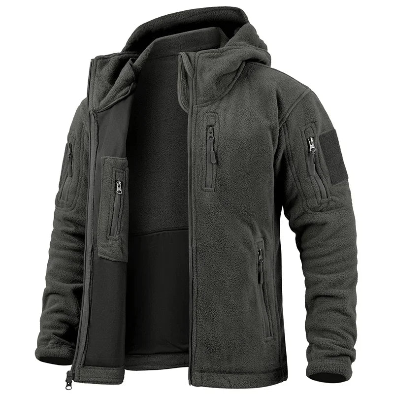 REFIRE GEAR Men's Hunting Fleece Jacket - Multi-Pocket Winter Outdoor Hoodie for NZ Expeditions