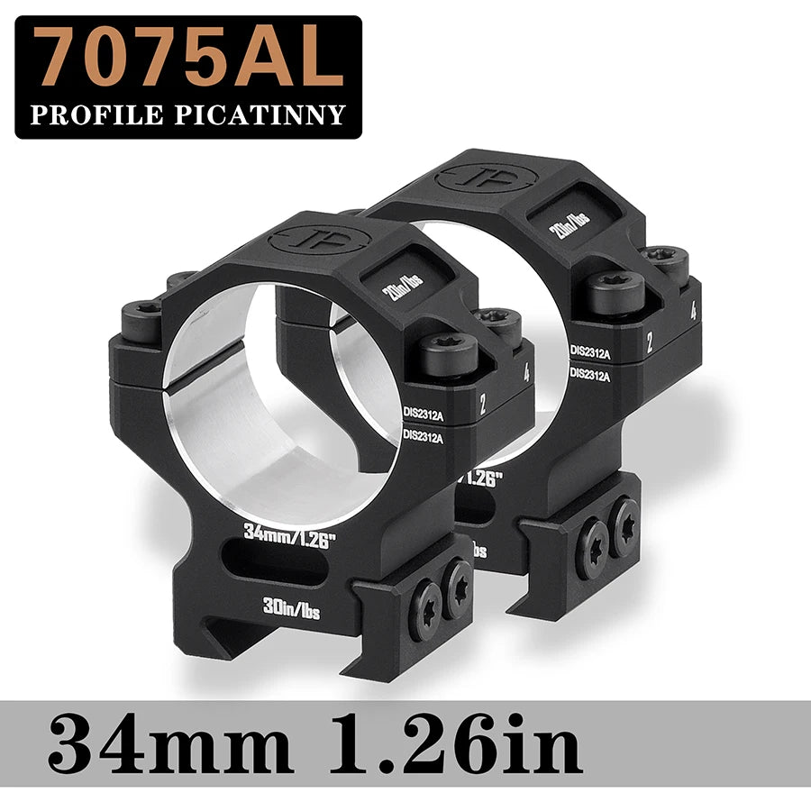 DISCOVERYOPT 7075 Series Aluminium Scope Rings - Medium Profile 34mm Mount for Picatinny Rail