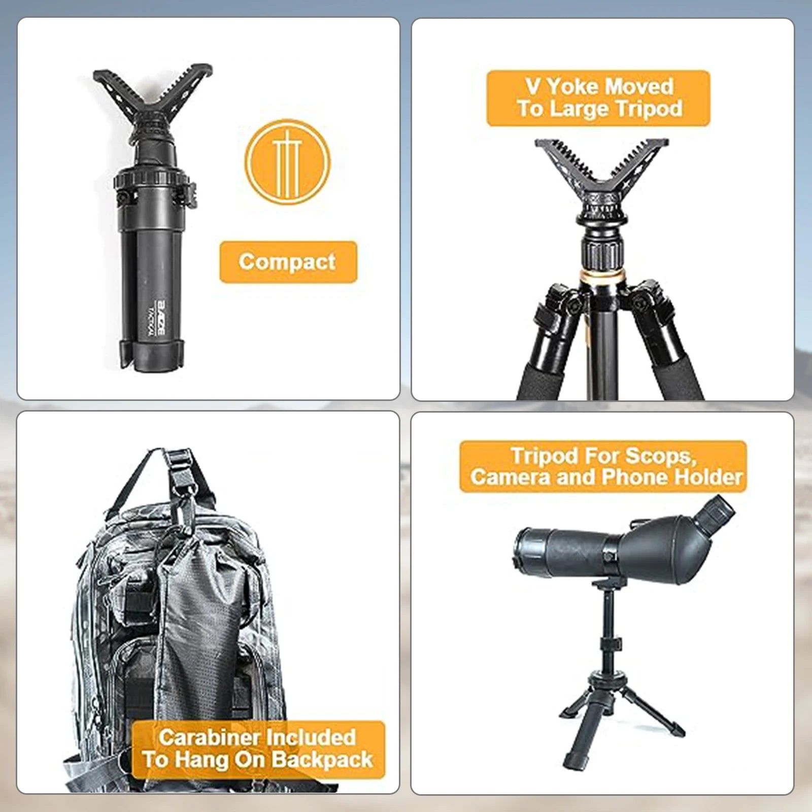 Portable Tactical Shooting Tripod – Adjustable Aluminium V Yoke Rifle Rest for Outdoor Use