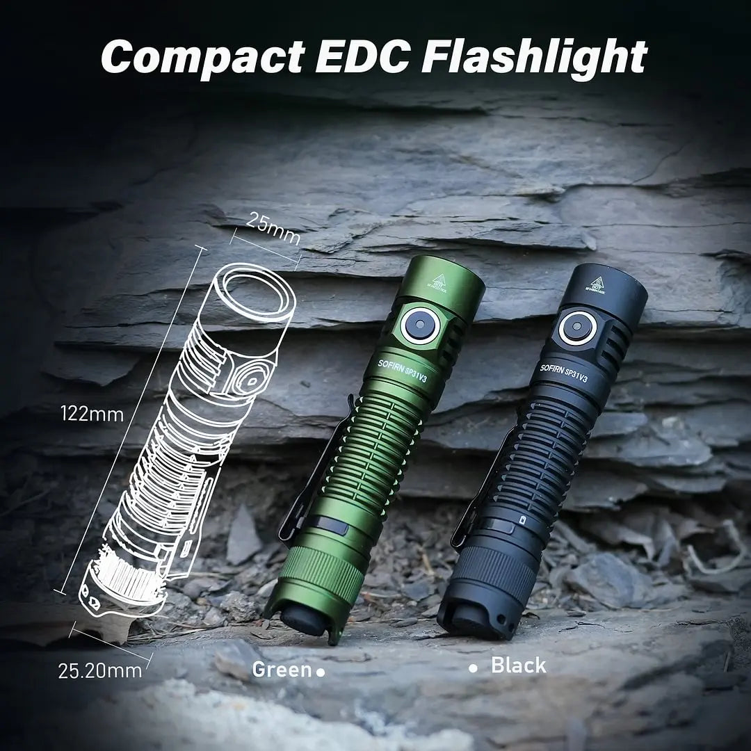 SOFIRN SP31 V3.0 Dual Switch Flashlight - 2000 Lumen Hunting Torch with USB-C Charging