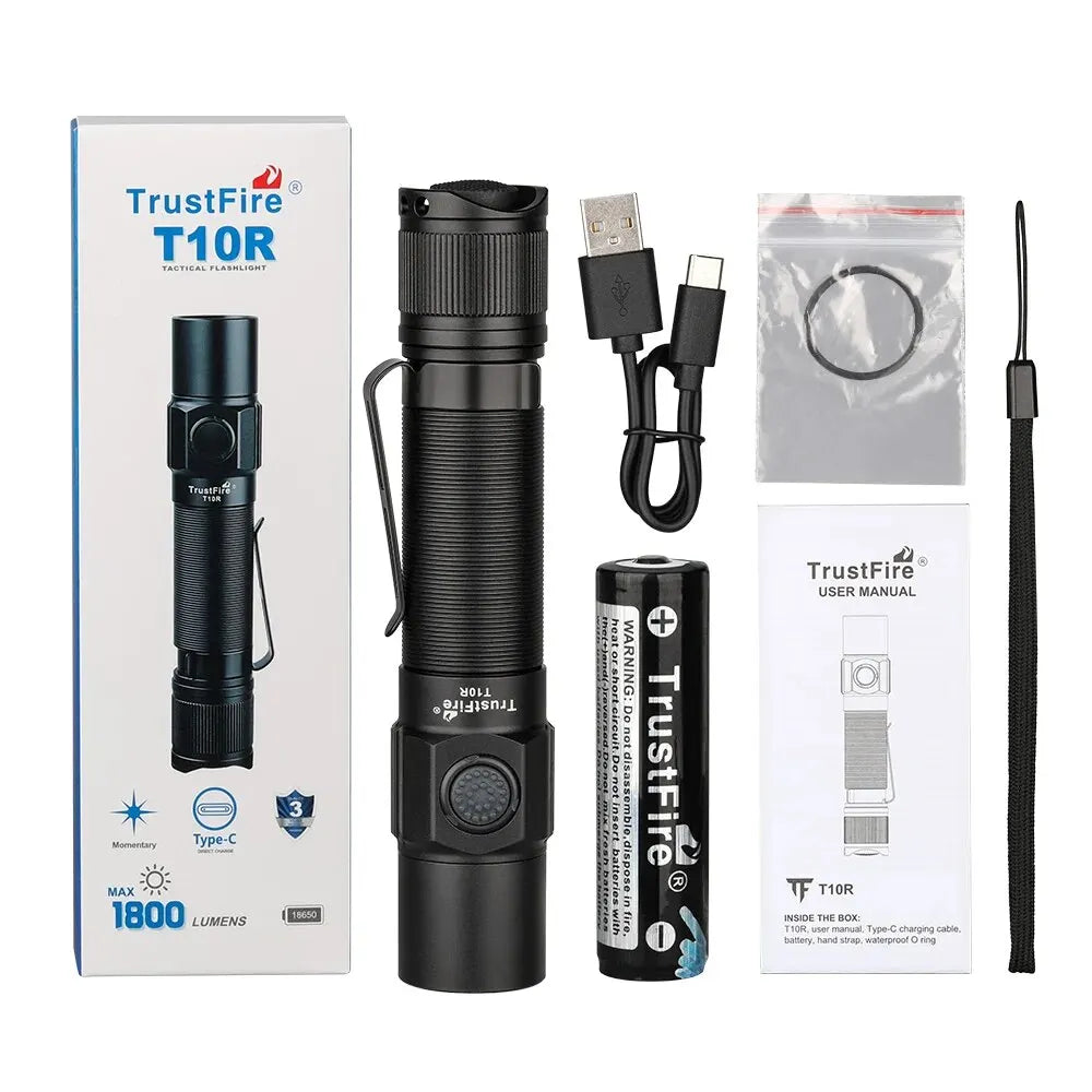 TRUSTFIRE T10R 1800 Lumen USB-C Rechargeable Tactical Flashlight