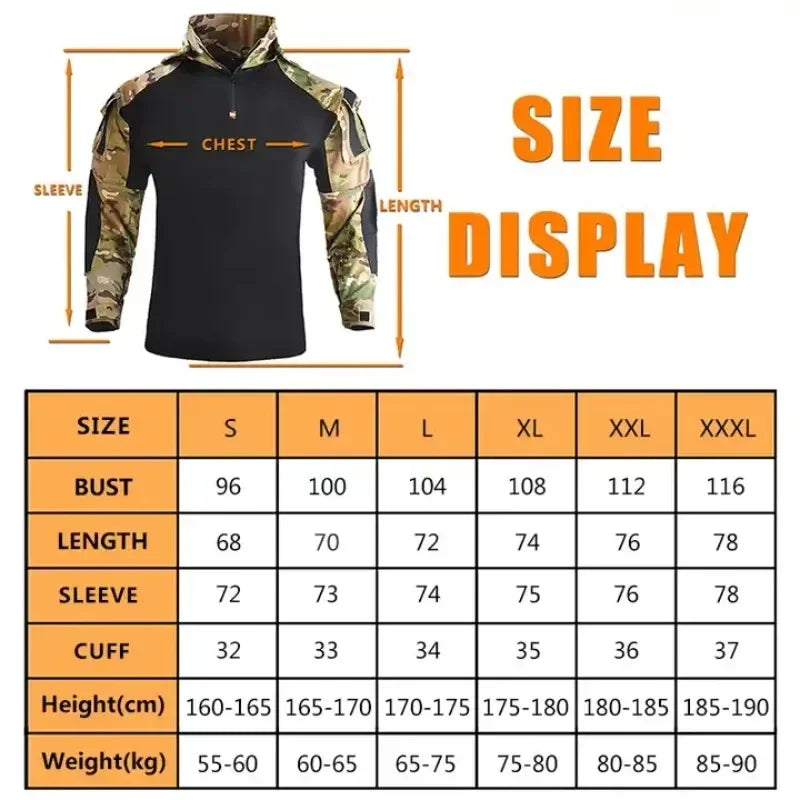 US Army CP Camouflage Multicam Combat T-Shirt - Tactical Cotton Shirt for Military & Outdoor Activities