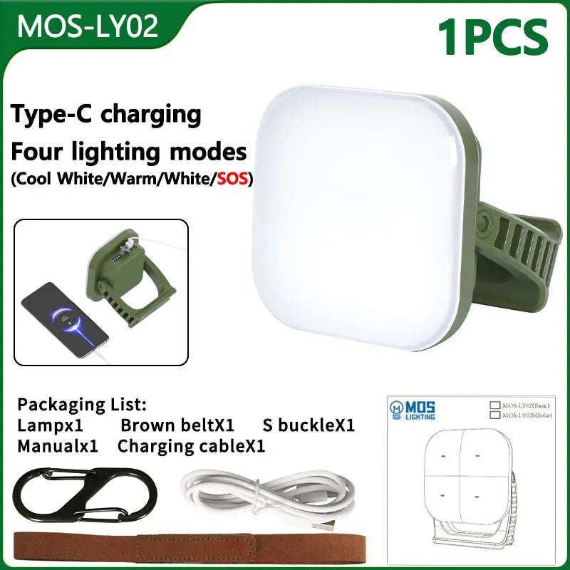 MOSLIGHTING Solar Charging Camping Lantern - 80W LED with Magnetic Base & Zoom Torch