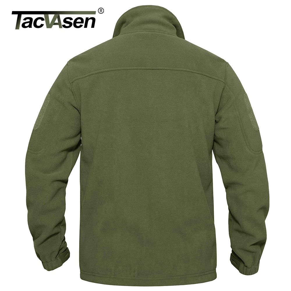 TACVASEN Men's Fleece Jacket - Windproof Full Zip Coat with Multiple Pockets for Outdoor Adventures