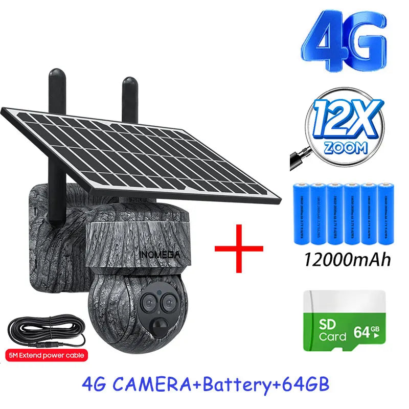INQMEGA 8MP Solar Security Camera – 4G SIM/WiFi Outdoor CCTV with Human Detection