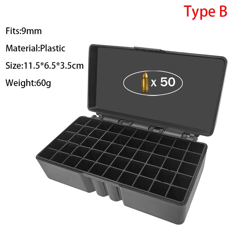 AIRSSON Bullet Box – 50/99 Round Ammo Storage Case for 9mm, .223/5.56mm, 7.62x39mm