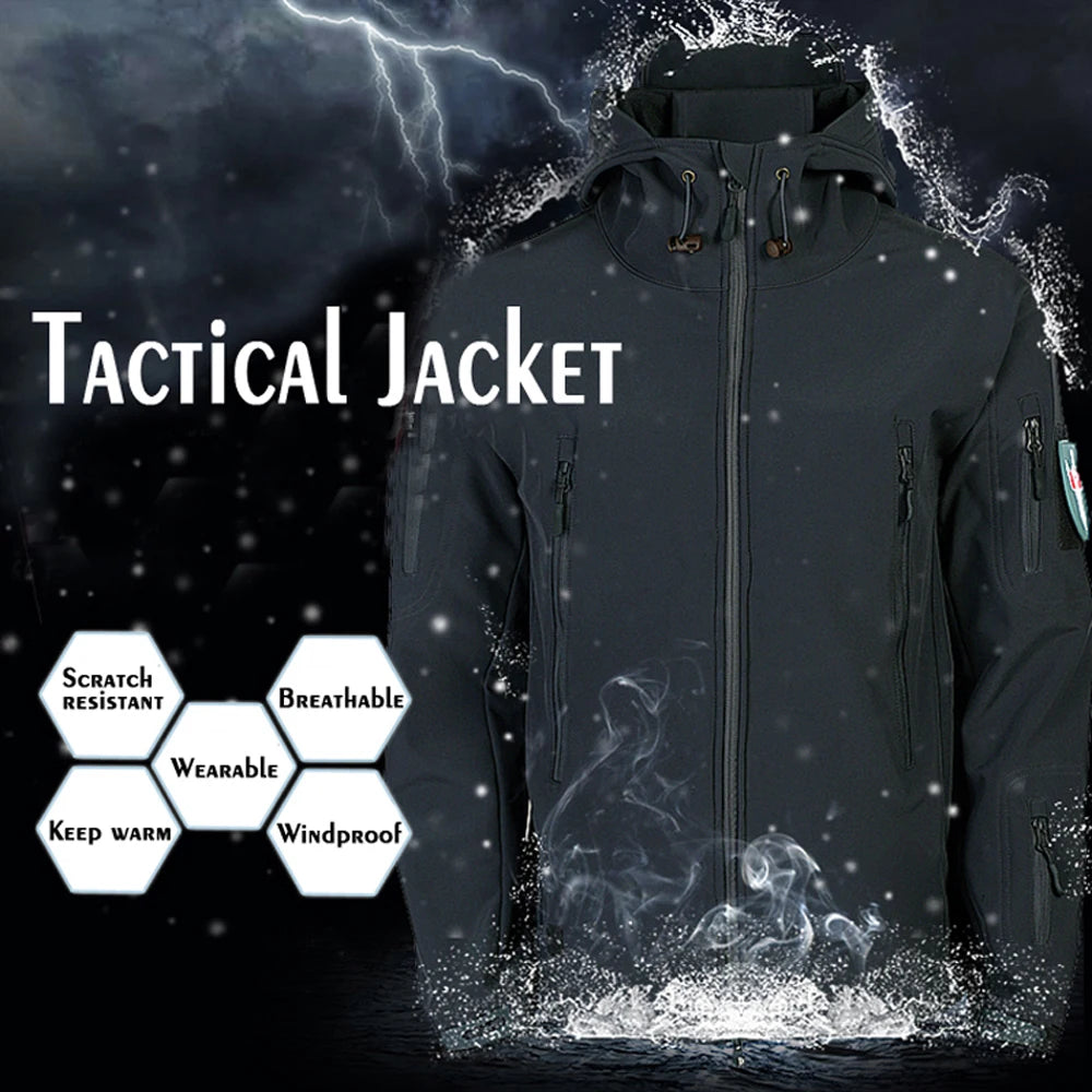 VIKTACTICAL Military Shark Skin Soft Shell Jacket - Tactical Waterproof Windbreaker with Hood for NZ Hunting