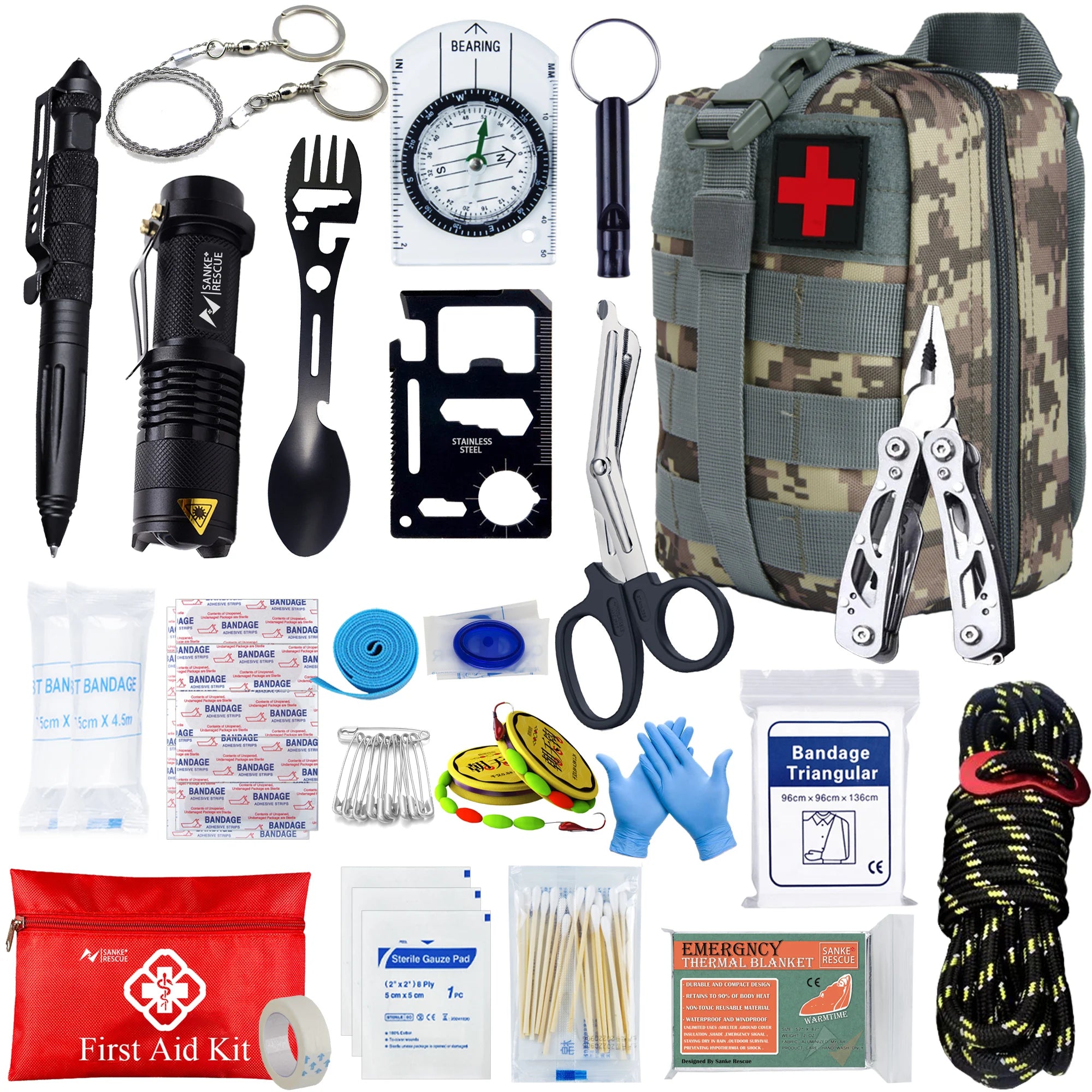 Tactical First Aid Kit for Car, Camping, and Survival with Molle Bag