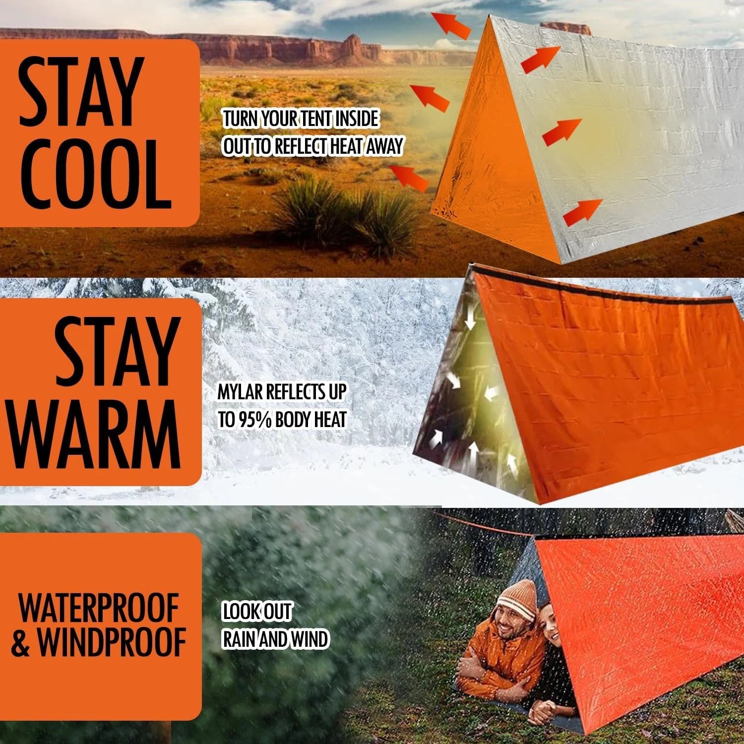 2-Person Waterproof Emergency Survival Tent for Camping and Disaster Relief