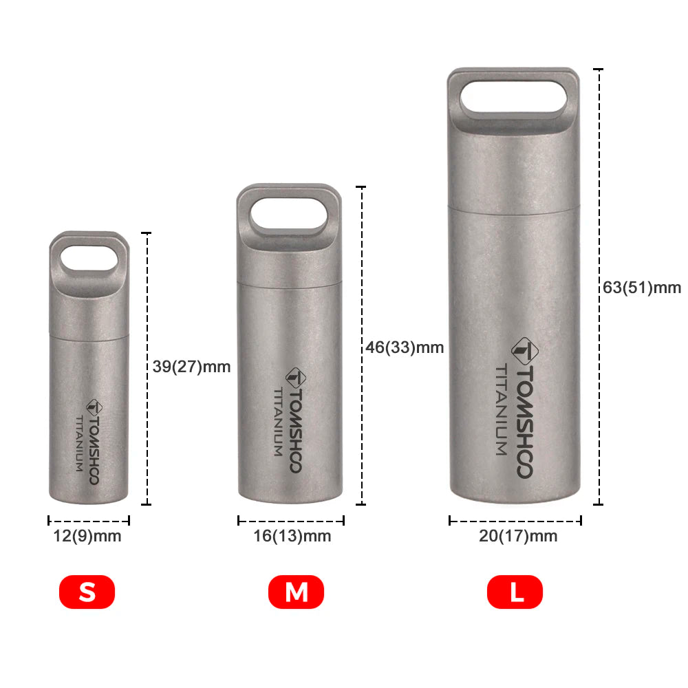 TOMSHOO Titanium Mini Waterproof Storage Pill Box – Lightweight EDC Container for Travel & Outdoor Use