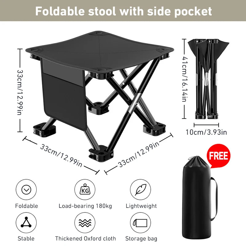WESTTUNE Portable Folding Camping Stool – Lightweight Collapsible Seat for Hiking, Fishing & Travel