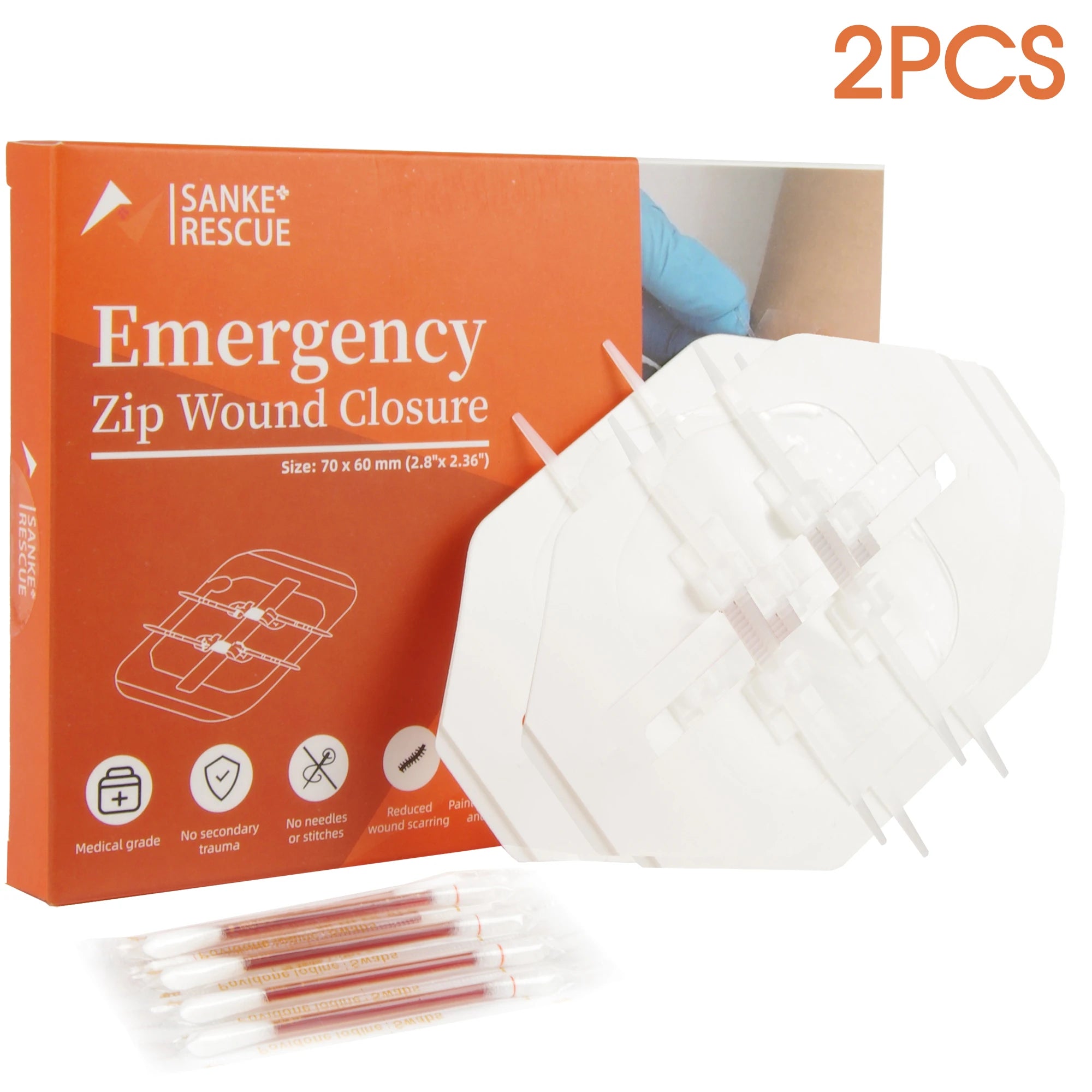 SANKE RESCUE Zipper Painless Wound Closure Device – Emergency Suture-Free First Aid Bandage
