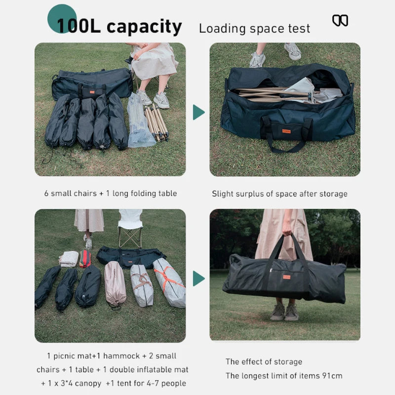 WESTTUNE Camping Tools Storage Bag – Large-Capacity Folding Travel Bag for Outdoor Gear (100L)