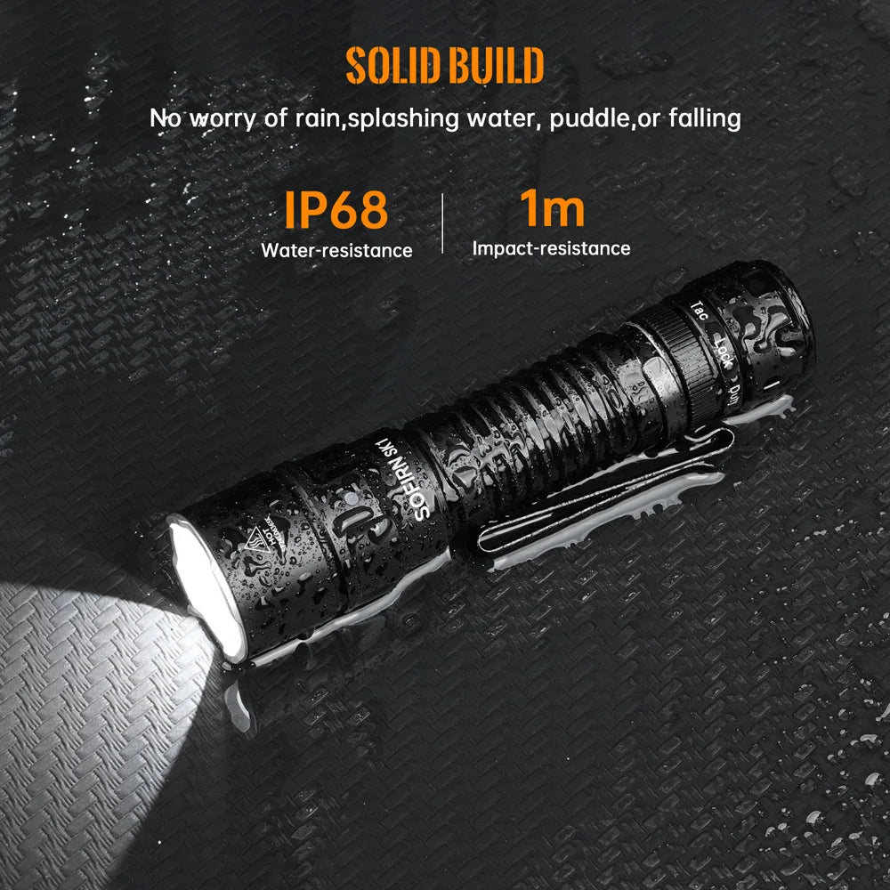 SOFIRN SK1 Rotary Switch Flashlight - 1300 Lumen Hunting Torch with Dual Operation Modes