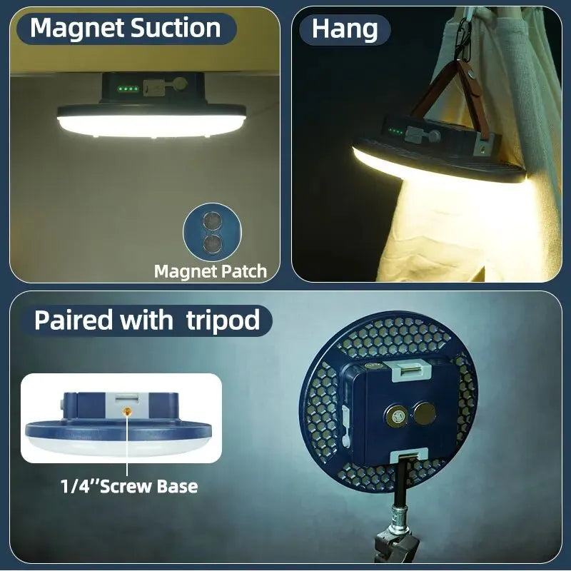 MOSLIGHTING Rechargeable Camping Lantern - 13500mAh Magnetic Tent Light with USB Charging