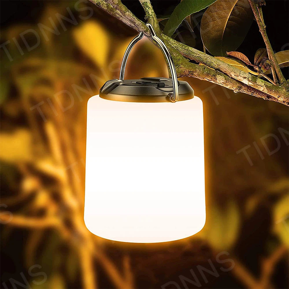 TIDNNS LED Rechargeable Camping Lantern - Portable Light with Built-in Flashlight Function