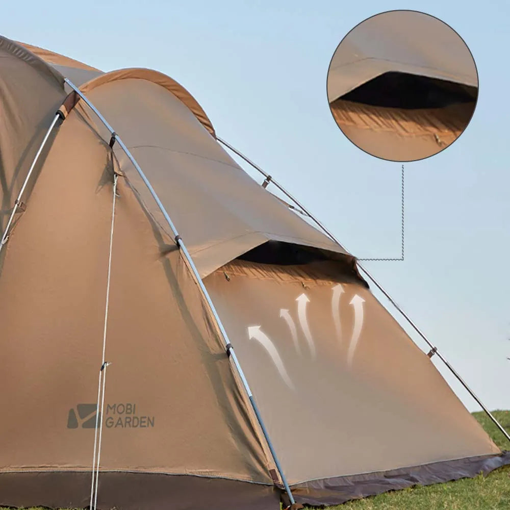 MOBI GARDEN Camping Tunnel Tent – Windproof & Rainproof 4-Season Shelter