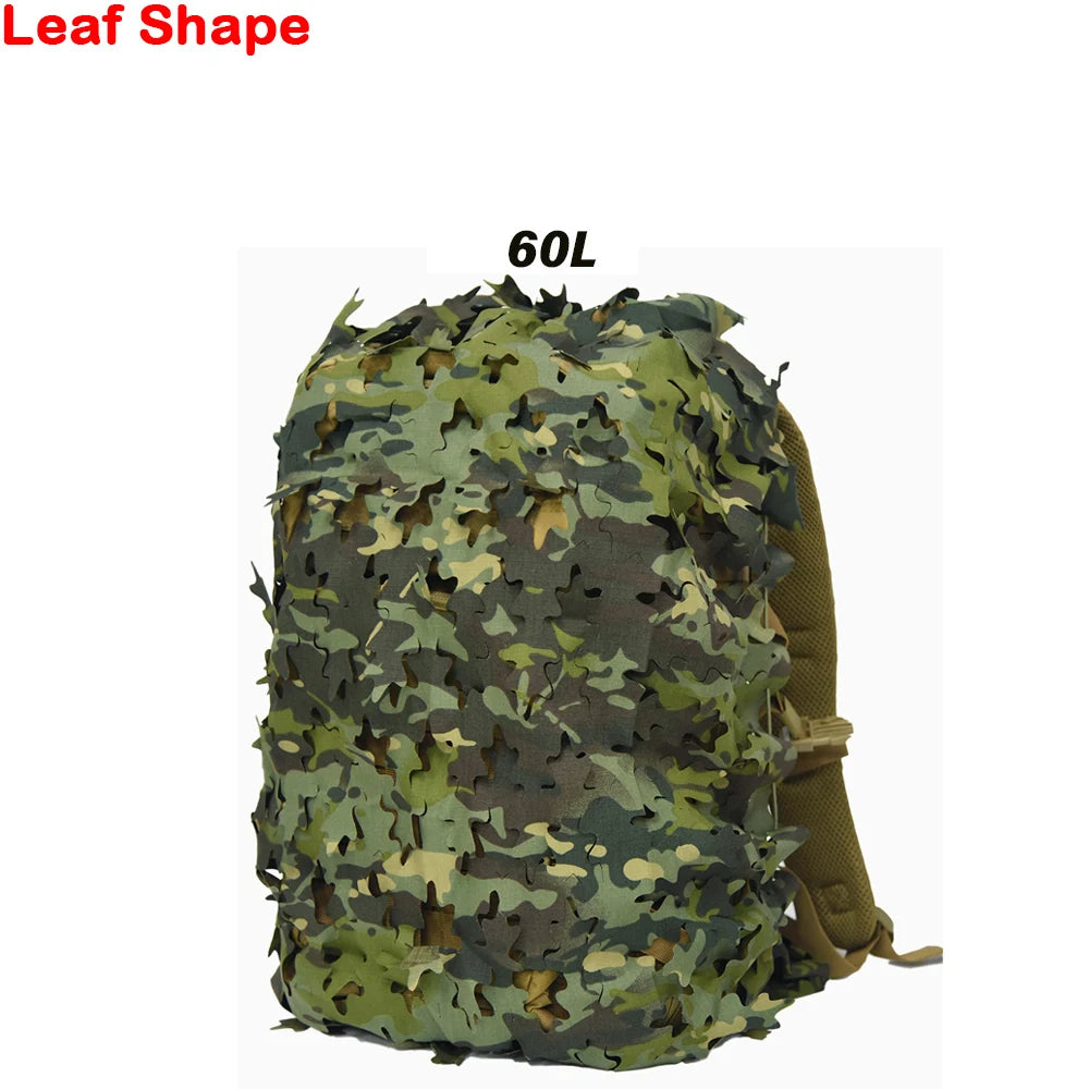 3D Camo Net Backpack Cover – Laser Cut Camouflage for Hunting & Paintball (60L/80L)