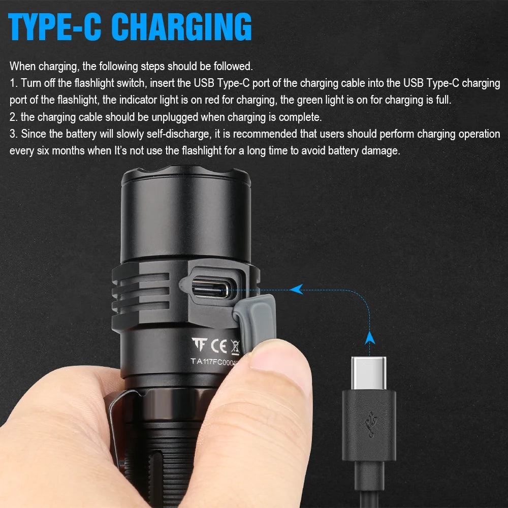 TRUSTFIRE T21R 2600 Lumen USB-C Rechargeable LED Flashlight