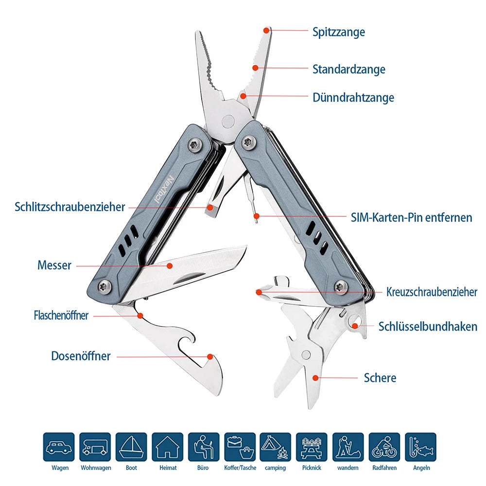 NEXTOOL 11-in-1 Mini Sailor Multitool with Pliers and Knife for EDC and Outdoor Use