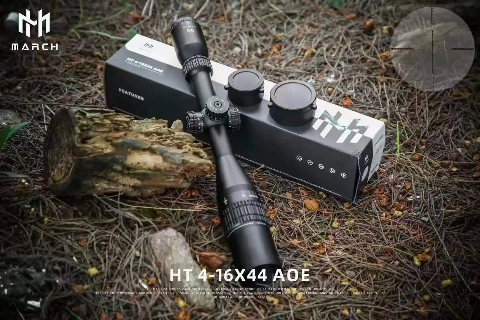 MARCH HT 4-16×44 AOE Tactical Rifle Scope - RGB Illuminated Variable Optic for Precision Hunting