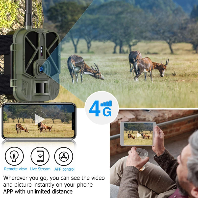 SUNTEKCAM 4G HD 4K Wireless Trail Camera – 50MP Wildlife Cam with Live Video & App Control