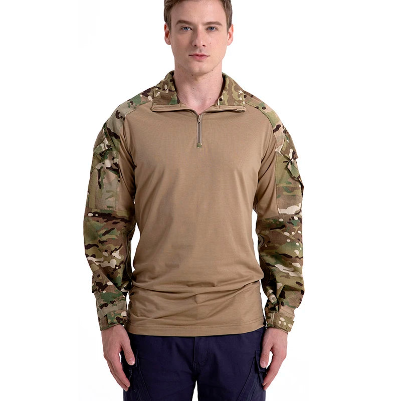 REFIRE GEAR Men's Camouflage Tactical Combat Shirt 1/4 Zip