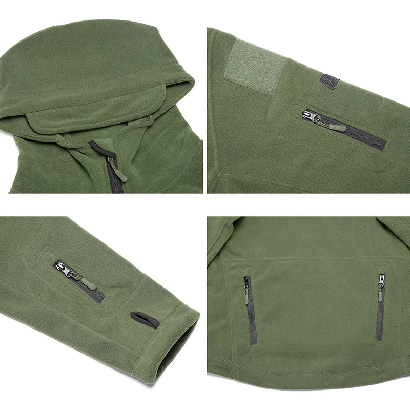 REFIRE GEAR Winter Tactical Fleece Jacket for Men – Warm Polar Outdoor Hoodie