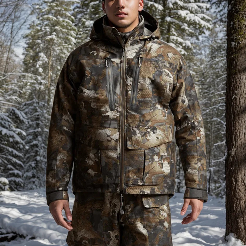 AINFAD Men's Hudson Waterproof Insulated Hunting Jacket - Winter Camouflage Coat with Stretch Technology