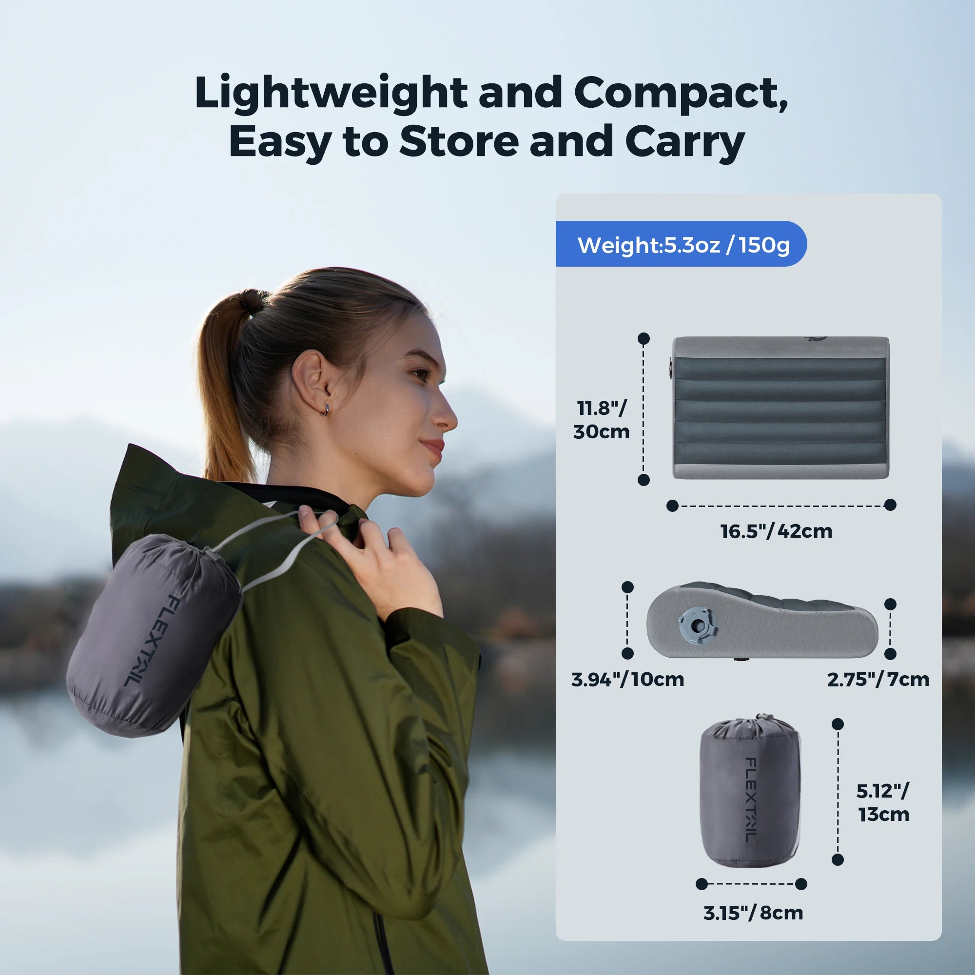 FLEXTAILGEAR ZERO PILLOW Ergonomic Inflatable Camping Pillow