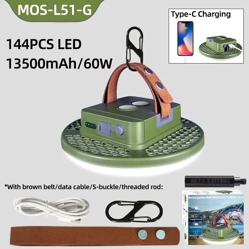 MOSLIGHTING Rechargeable Camping Lantern - 13500mAh Magnetic Tent Light with USB Charging