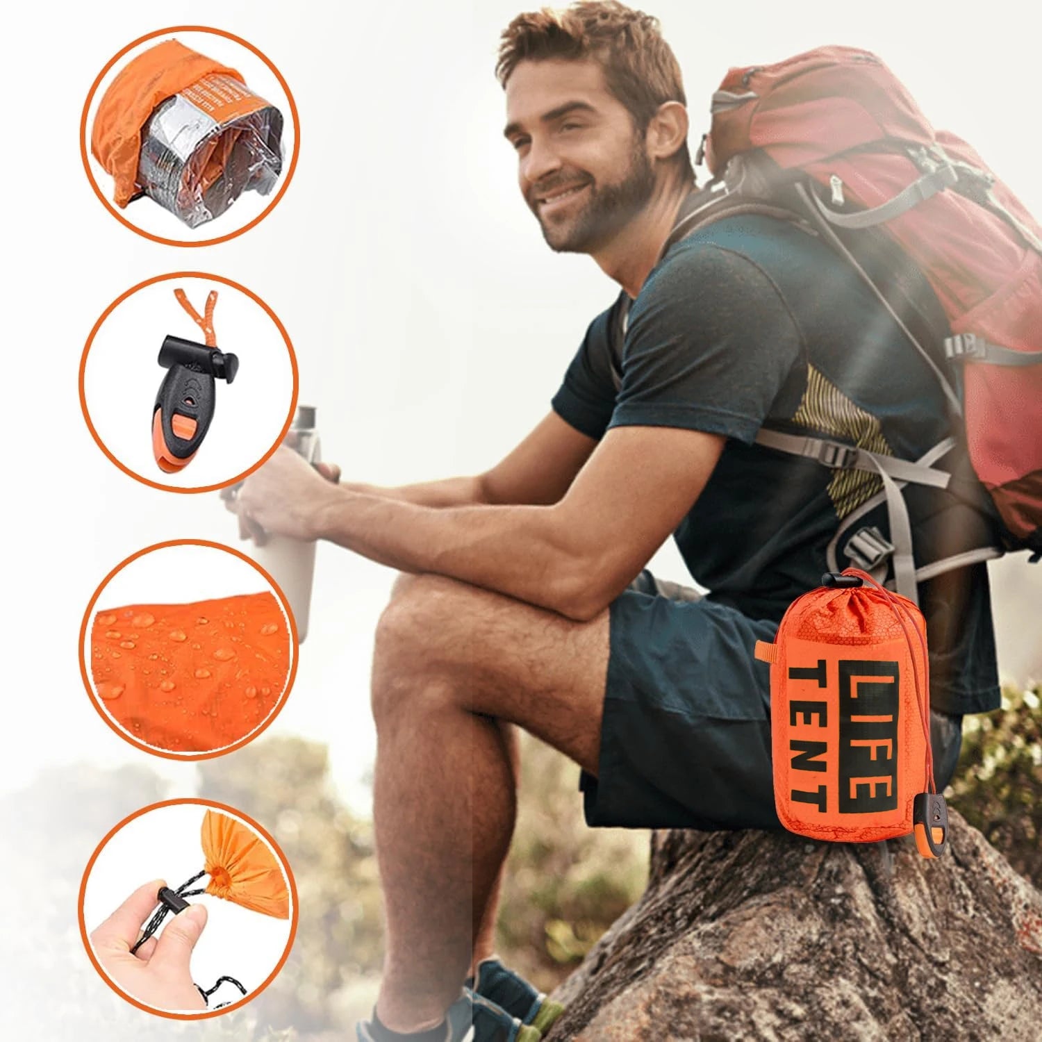2-Person Waterproof Emergency Survival Tent for Camping and Disaster Relief