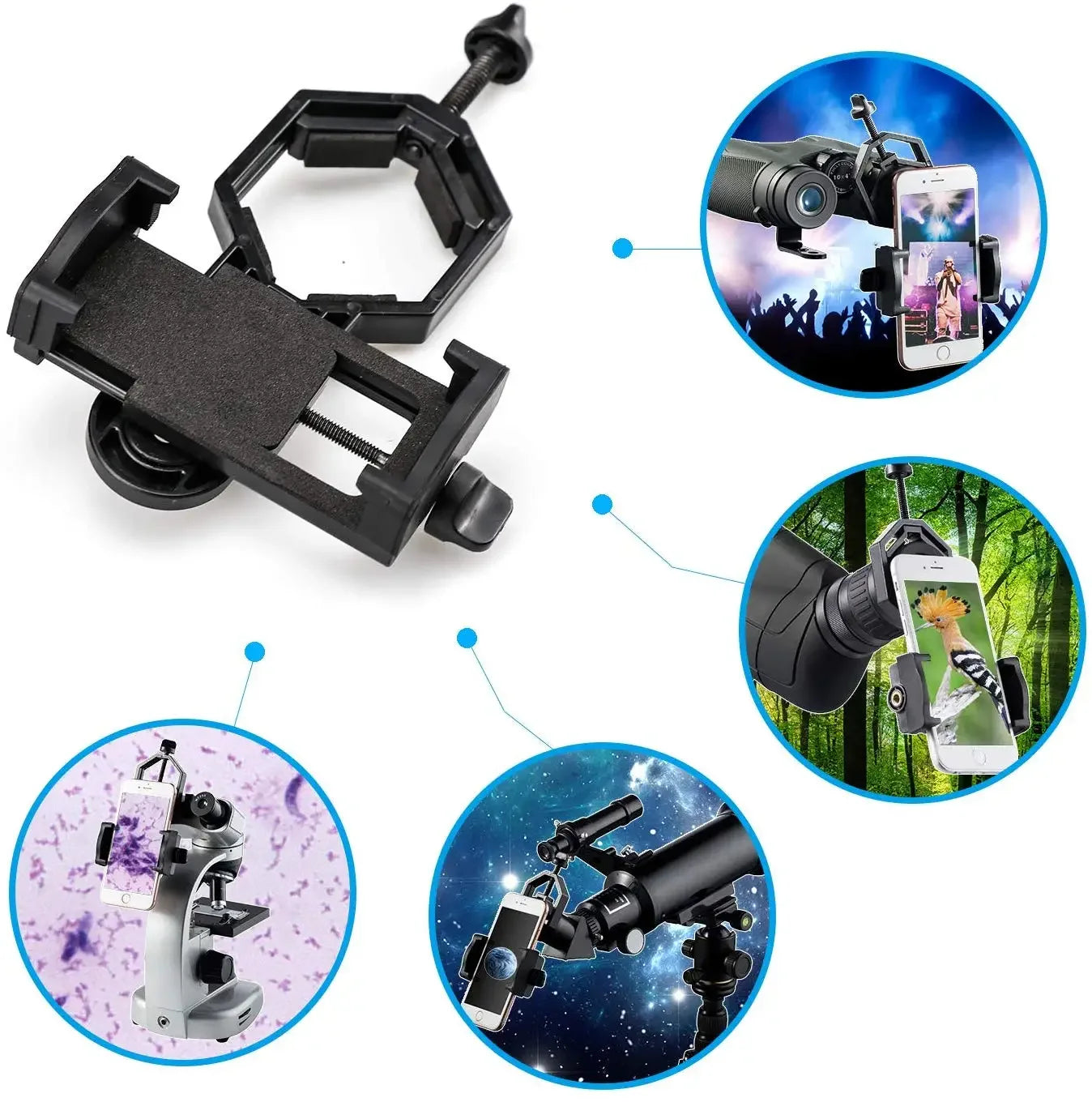 Portable Mobile Phone Telescope Mount Adapter – Universal Holder for Monocular, Spotting Scope, and Binoculars
