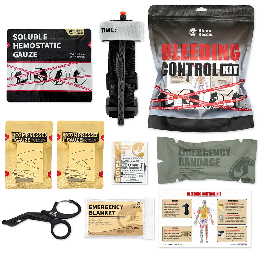 RHINO RESCUE First Aid Survival Kit – IFAK Pouch with 20 EMT Essentials for Outdoor Emergencies