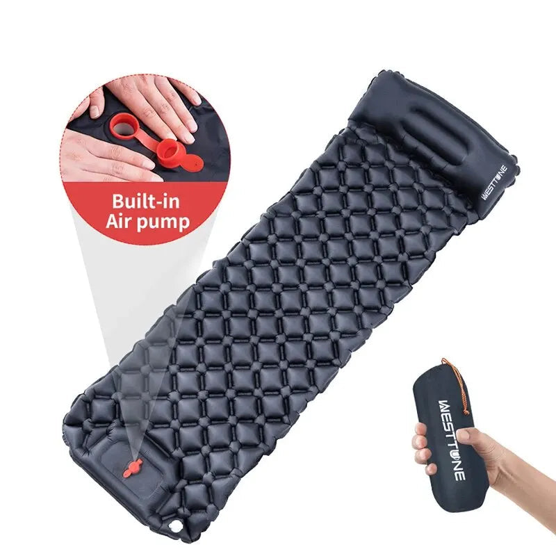WEST TUNE Camping Inflatable Mattress Ultralight with Built-in Pump and Pillow
