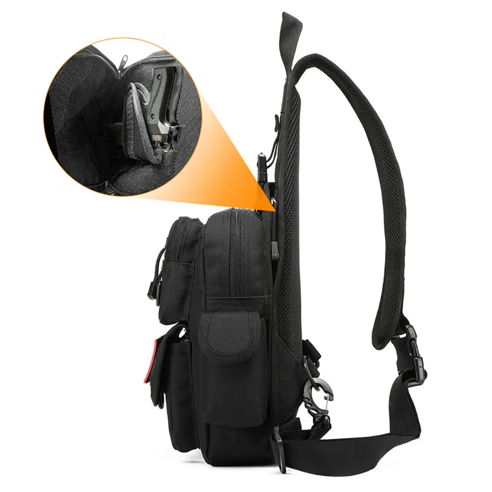 AIRSSON Men Casual Chest Bag – Universal Pistol Holster EDC Pouch for Hunting & Outdoor Sports