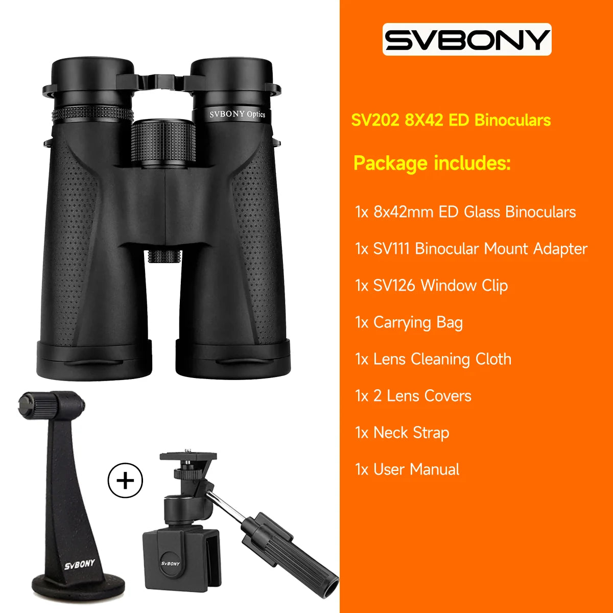 SVBONY SV202 ED Binoculars – Waterproof BAK4 Optics for Birdwatching & Stargazing