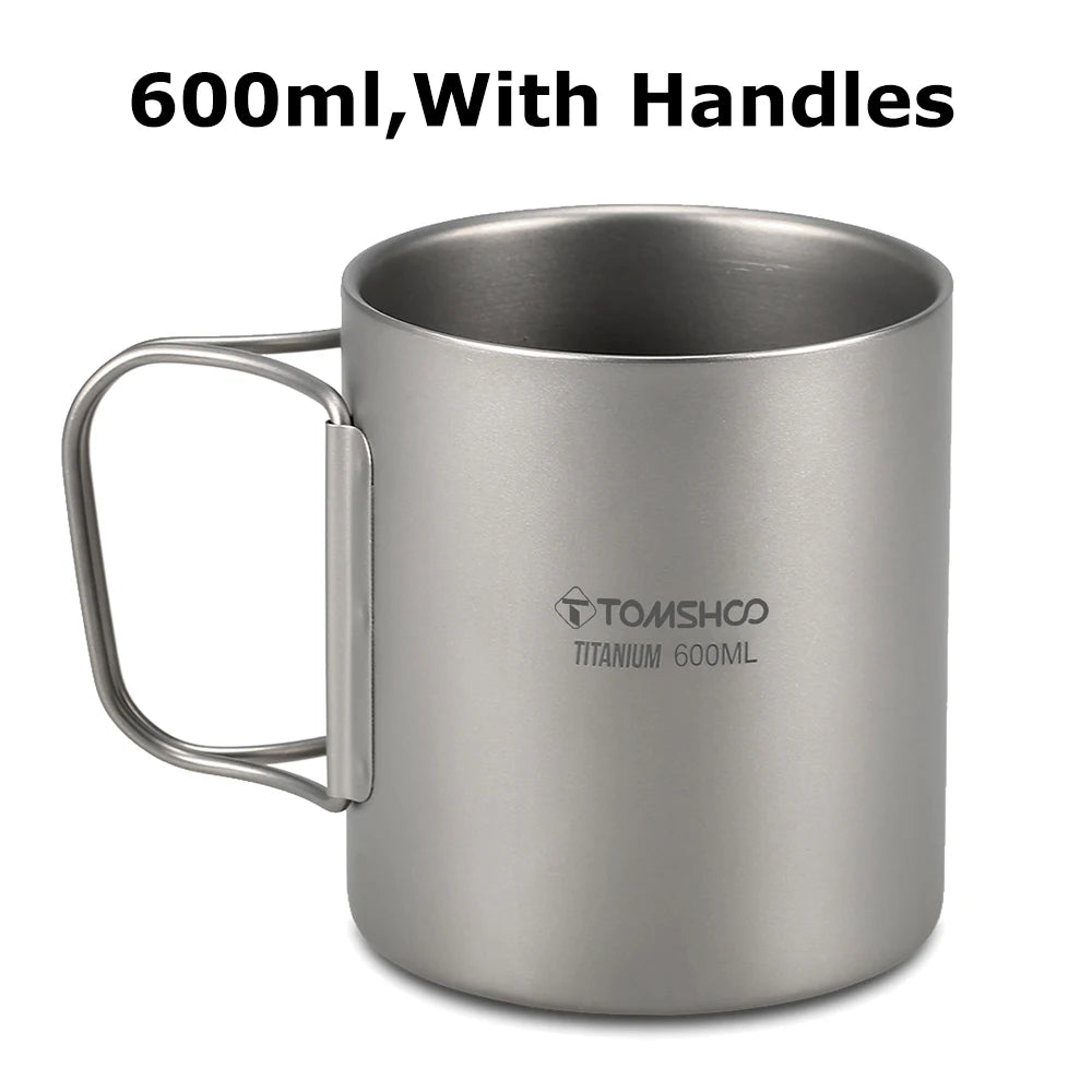 TOMSHOO Double-Wall Titanium Cup – Insulated Water & Coffee Mug for Camping & Home