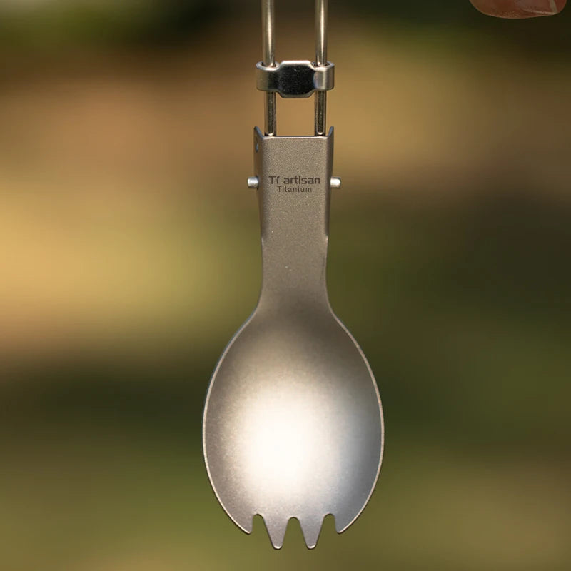 TIARTISAN Titanium Foldable Cutlery Set for Camping and Hiking