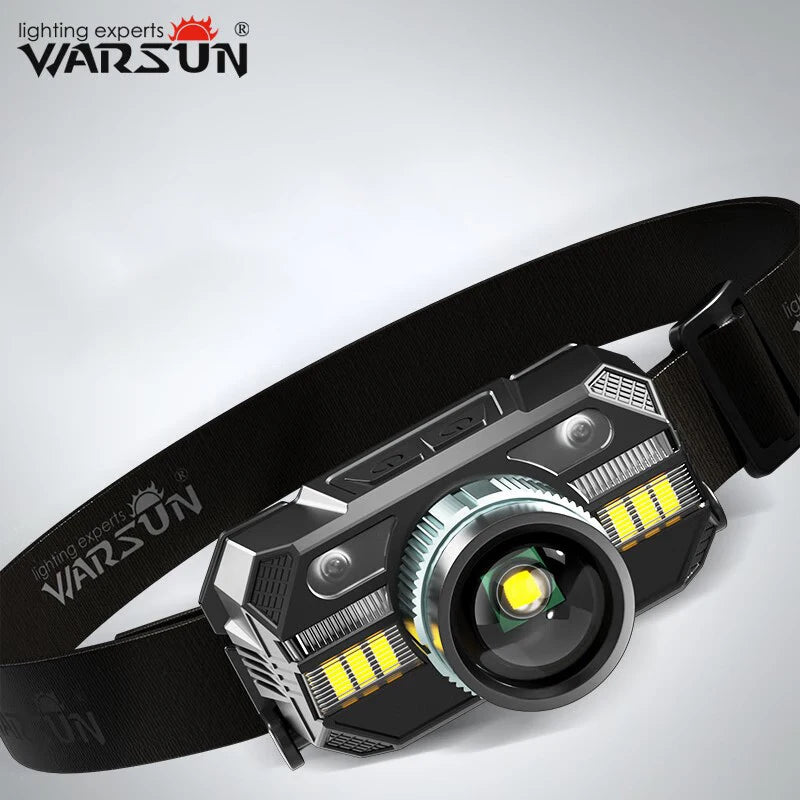 WARSUN WD09 800 Lumen Zoomable USB-C Rechargeable LED Headlamp with COB Side Light