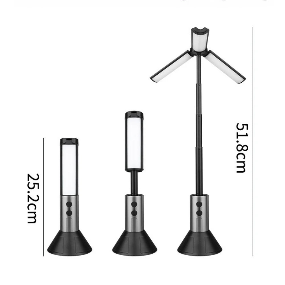 NEWSTYLE Telescopic LED Camping Lantern - Rechargeable Tripod Light with Flashlight Function