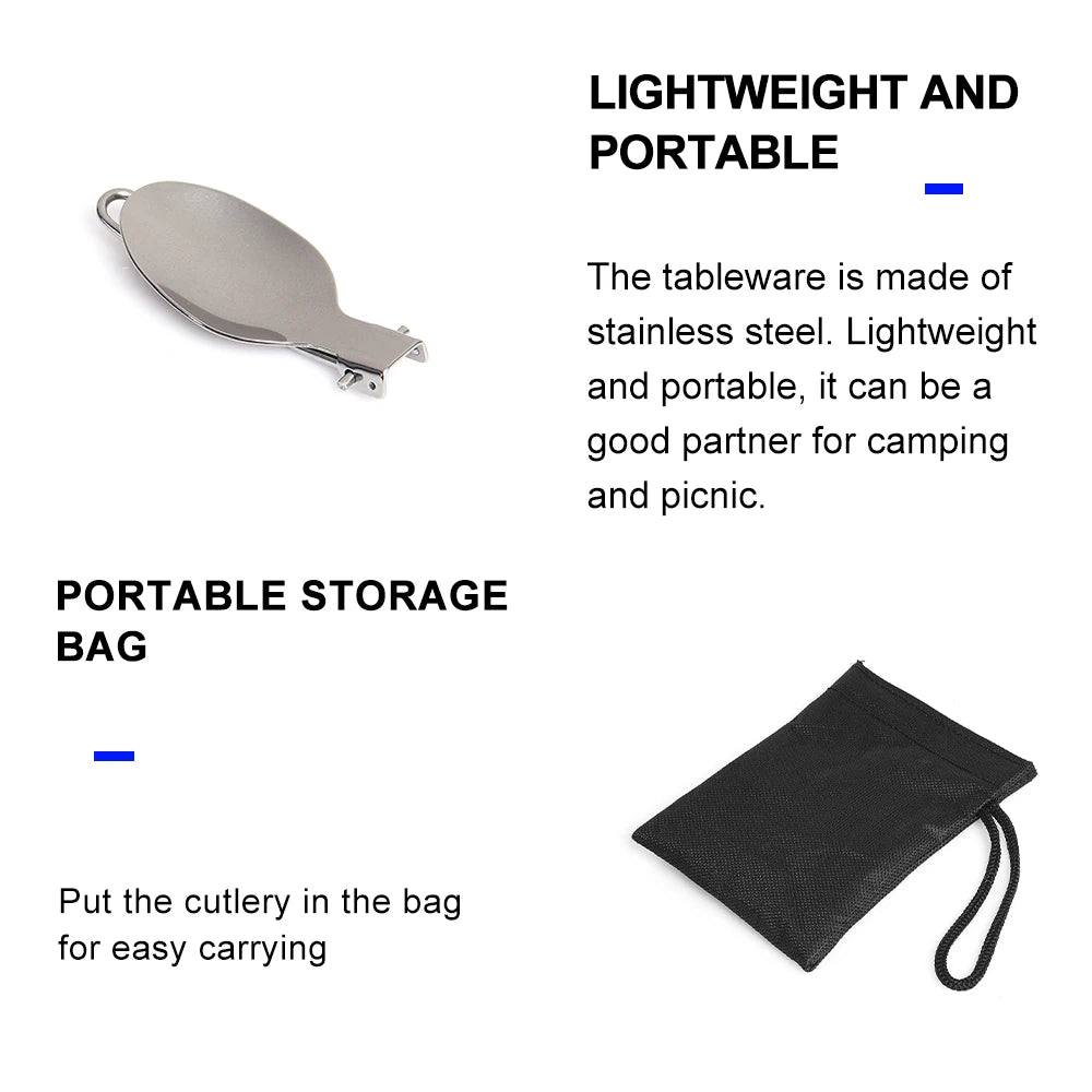 WIDESEA 3-Piece Foldable Stainless Steel Cutlery Set – Portable Camping & Travel Tableware