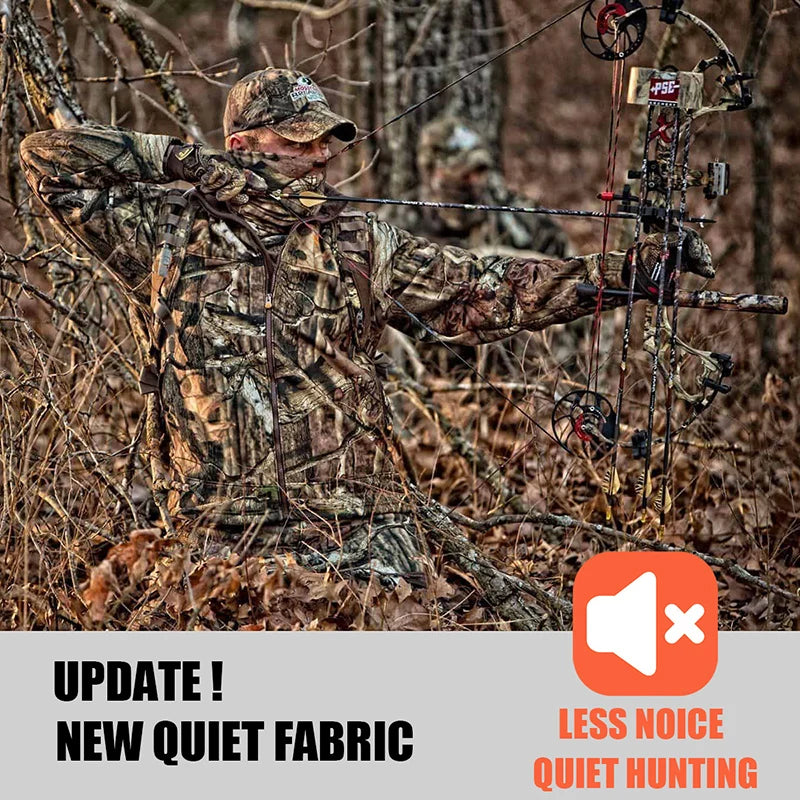 REFIRE GEAR Men's Silent Camouflage Hunting Jacket - Waterproof Fleece Tactical Coat for Stealth Hunting