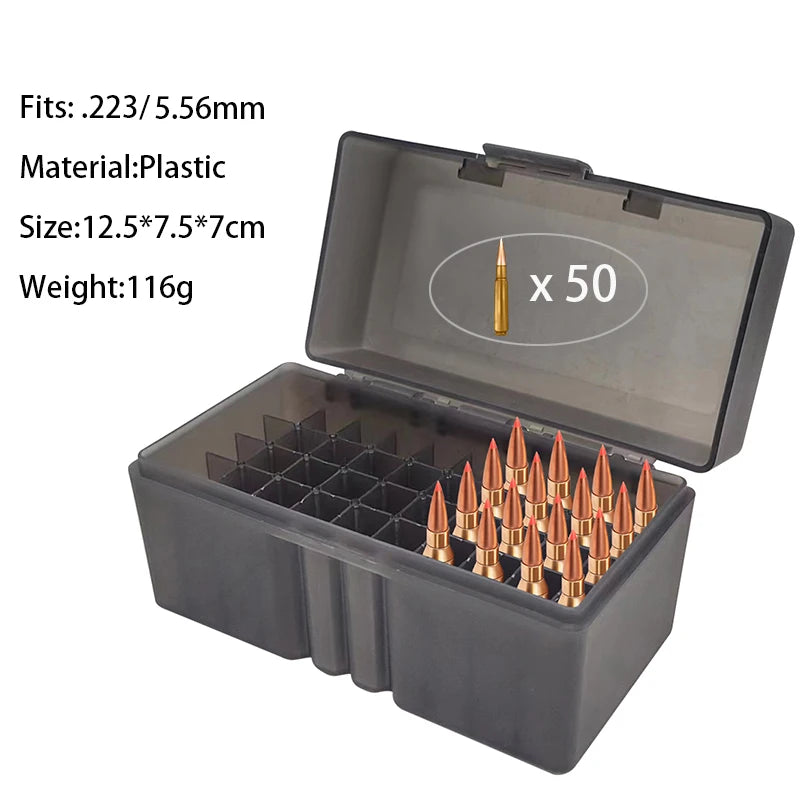 AIRSSON Ammunition Case – 50/100 Round Ammo Storage Box for .38super, 9mm, .223, 7.62x39