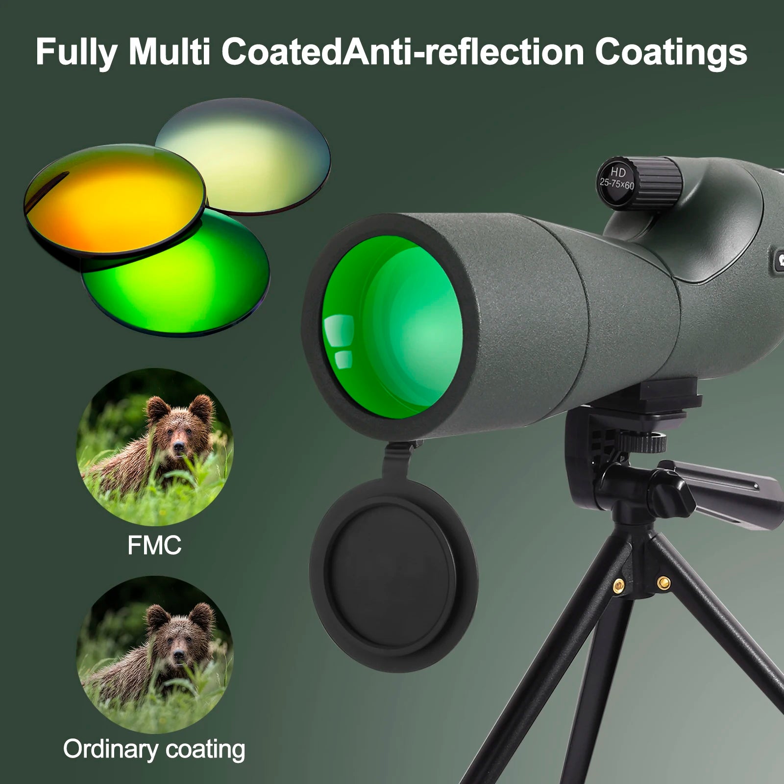 XIYEAR LG70 25-75x60 Spotting Scope with Tripod for Bird Watching