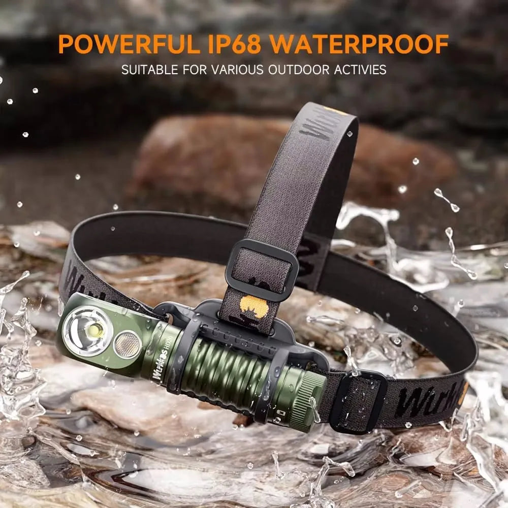 WURKKOS HD20 Dual LED 2000 Lumen USB-C Rechargeable Headlamp and Work Light