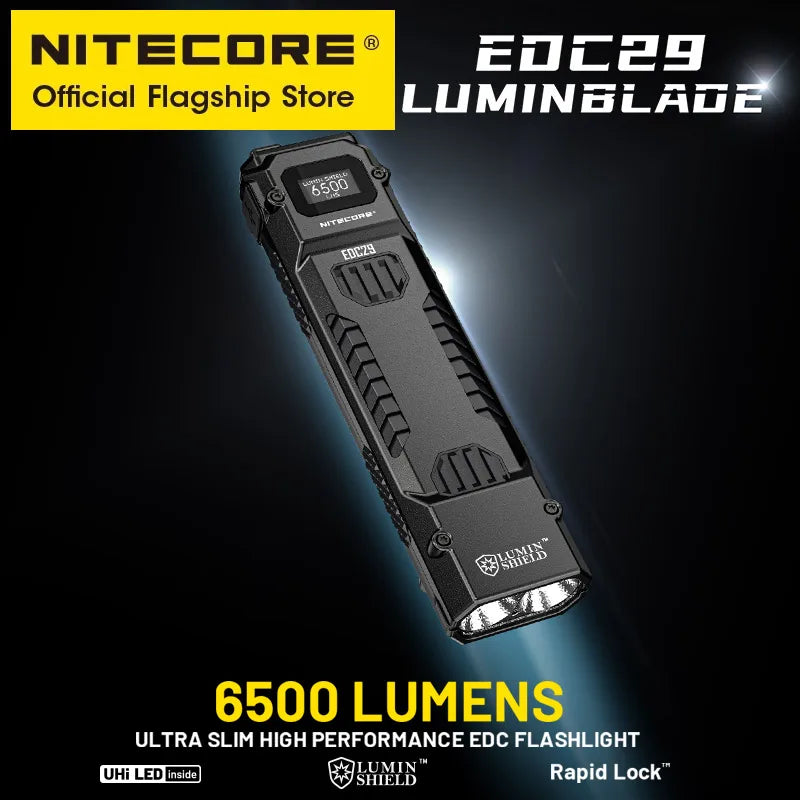 NITECORE EDC29 6500 Lumen Ultra-Slim USB-C Rechargeable Tactical Flashlight