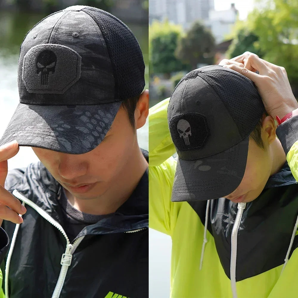 GUMAO Tactical Camouflage Baseball Cap Adjustable Mesh Hat