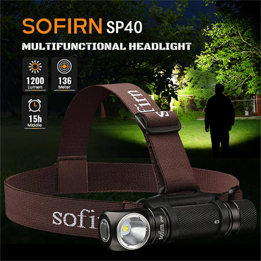 SOFIRN SP40 - 1200 Lumen Rechargeable EDC Headlamp with Magnetic Tail Cap